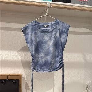 BB Dakota Cloudy Blue Ruched Crop Top